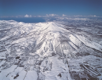 Beautiful aerial view of the Niseko United ski area