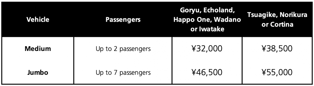 Hakuba Taxi Transfers
