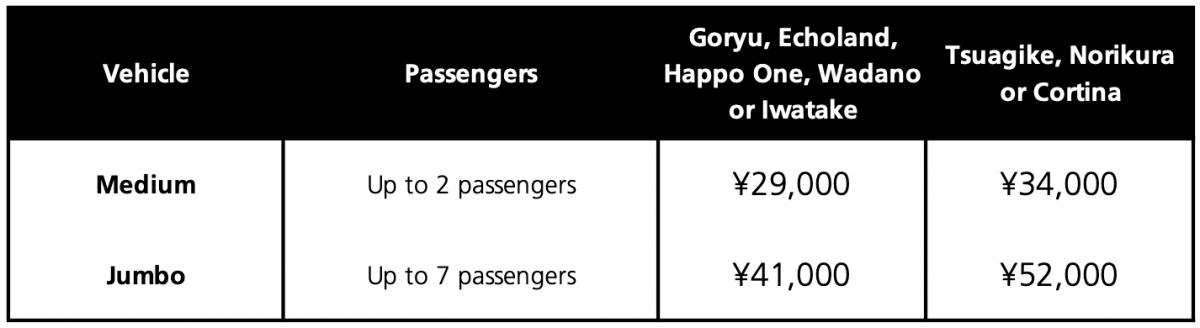Hakuba Taxi Transfers