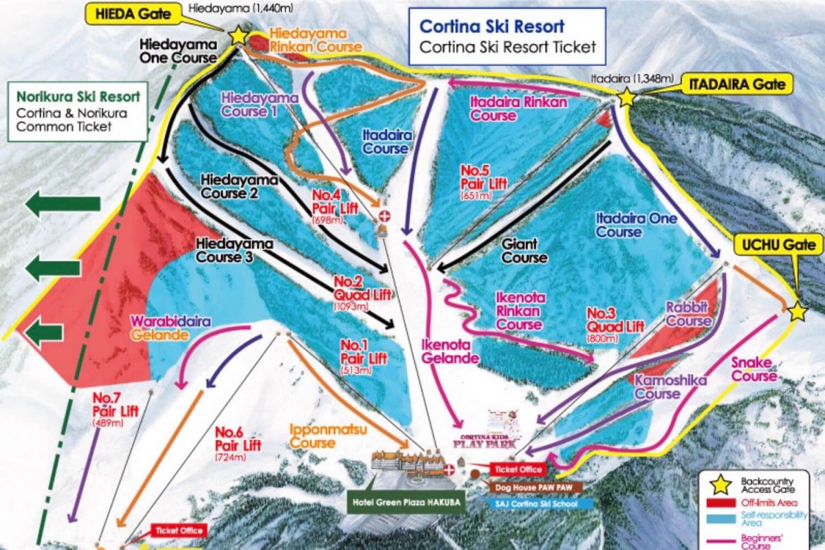 Hakuba Cortina Ski Resort Map