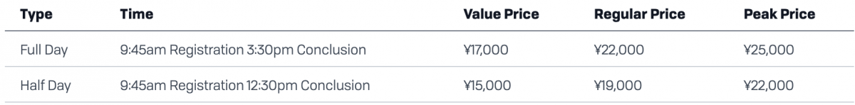 Go Snow Adult pricing table