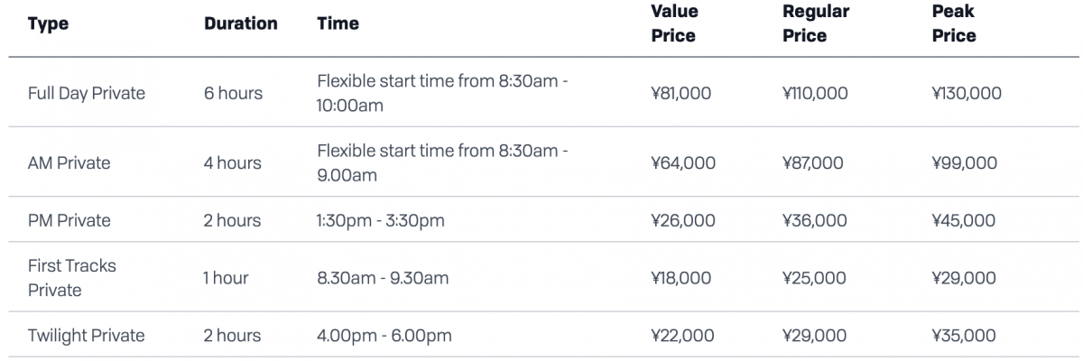 Go Snow Private Lesson Prices