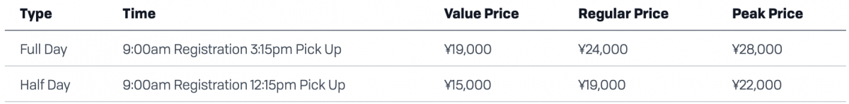 Go Snow Yama Riders Kids pricing table