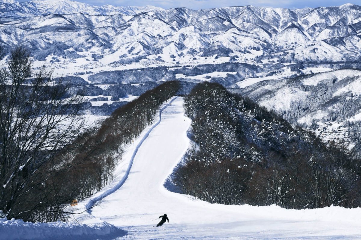 Panoramic view of Nozawa Onsen ski resort
