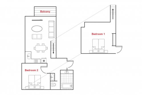 Powder Tracks - 2 Bed 1 Bath Apartment (Split Level)